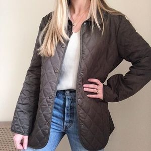 Vintage Quilted Collared Liner Chore Coat in Army Green